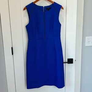 NWOT J. Crew Cobalt Blue Tweed Textured Shift Sleeveless Work Dress - 8